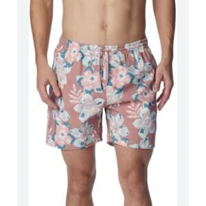 Columbia PFG Rambler Water Shorts Mens Medium Pink Floral Swim Trunks UPF 50 New